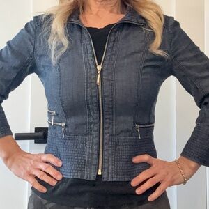 White House Black Market Dark Blue Jean Jacket (3/4 sleeve)Measurements in pics.